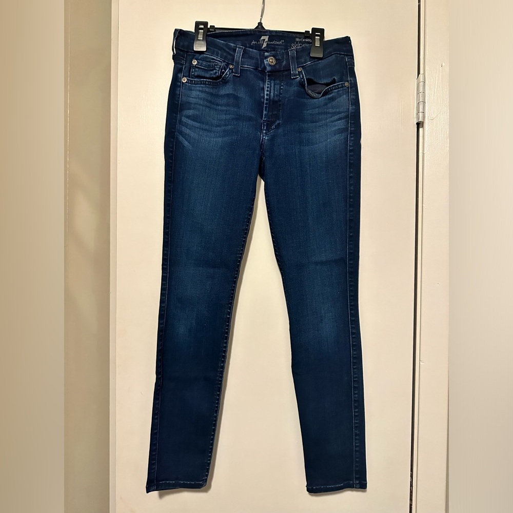 7 for all mankind dark denim the ankle skinny jeans size 27 - Picture 1 of 5